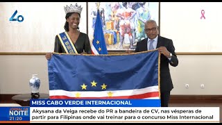 Akysana da Veiga recebe do PR a bandeira de CV nas vésperas de partir para Filipinas [upl. by Asirahc]