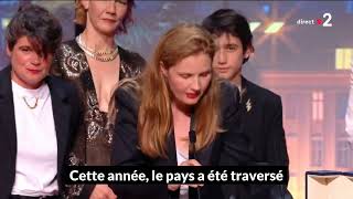 🎬PALME D’OR  Félicitations amp merci à Justine Triet qui a dénoncé la politique antisociale de Macron [upl. by Nachison357]