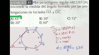 Polígonos en un octógono regular ABCDEFGH encontrar la medida del ángulo formado [upl. by Adiasteb]