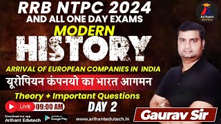 RRB NTPC 2024  Modern History  DAY 2  Gaurav Sir  Arihant Edutech [upl. by Kela897]