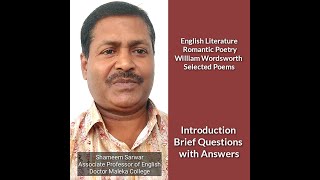 English Literature Romantic Poetry William Wordsworth Selected Poems Introduction Questions Answers [upl. by Averill]