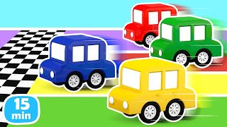 Dibujos animados para niños 4 coches coloreados estudian y juegan Vídeos para preescolares [upl. by Ranilopa911]