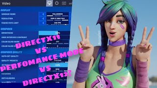 Fortnite DirectX 11 vs DirectX 12 vs Performance Mode [upl. by Atnek]