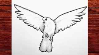 Bird Drawing with Open Wings  Easy Step by Step Tutorial Bird Drawing [upl. by Otsenre]