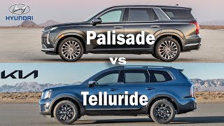 2023 Hyundai Palisade vs Kia Telluride Luxury SUV Compare [upl. by Anilem]