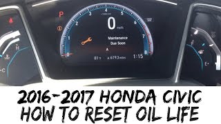 How to Reset Oil Life 2017 Honda Civic 2016 Indicator 16 17 [upl. by Enirroc804]