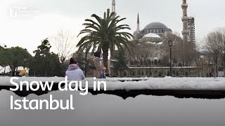 Snow day in Istanbul after weeks of warm weather [upl. by Ennairoc]