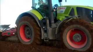 Claas Axion 950 410hp amp 840 250hp ploughing on Demo From Kellys of Borris with Ballyhamilton Farms [upl. by Ailahs]