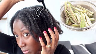 Okra Hair Conditioner For Thin Natural Hair  DIY  Adede [upl. by Hgielrahc]