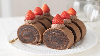 濃厚ガナッシュロールケーキの作り方 Rich Chocolate Ganache Roll Cake｜HidaMari Cooking [upl. by Ahserb]