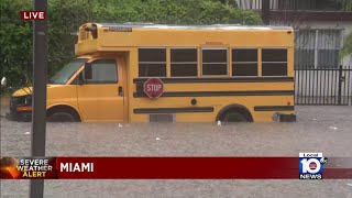 Lowlying parts of Miami flooding amid heavy rain [upl. by Nnyllatsyrc]