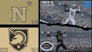 Navy vs 22 Army  2024 Army Navy Game  Week 16 Simulation  College Football 25 [upl. by Xyla]