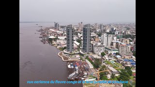 Vue aérienne du fleuve Congo et le tour jumelle de Kinshasa [upl. by Amorita]