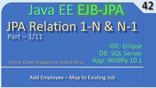 JPA ManyToOne  Part 3  Bean Layer Add Emp  JavaEE EJB JPA Tutorials 42 [upl. by Venola845]