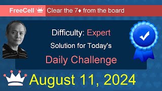 Microsoft Solitaire Collection FreeCell  Expert  August 11 2024 [upl. by Olyhs296]