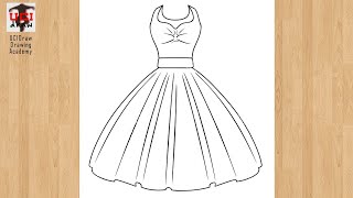 How to Draw a Dress Sketch  Easy Dresses Drawing for Beginners  Gown Fashion Design Sketches [upl. by Sherar532]