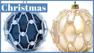 Christmas Baubles Netted with Beads [upl. by Pietje60]