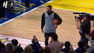 Steph Curry Inviting Fans to Take Shots at 2024 NBA AllStar Practice 🤝👀 [upl. by Zurkow]