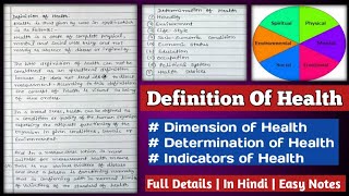 Definition of Health  Dimension of Health  Determination of Health  Indicators of Health [upl. by Bacchus]