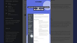 Photographer CV Example Template CVMaker shorts [upl. by Emse]