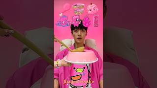 Random Pink Food ASMR Eating 🍧🦑🩷 mukbang cure short [upl. by Jaquenette]