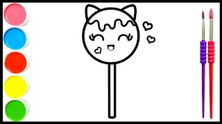 How to draw a cute lollipop step by step drawing for beginners  Kids Toddlers drawing [upl. by Laon]