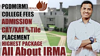 IRMA ANAND  PGDRM  Admission 2022 CATXAT Tile Fees Placements Highest package 50 lakh [upl. by Yorker]