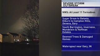 NWS At least 11 tornadoes touch down in Illinois amid Tuesdays storms [upl. by Nelehyram]