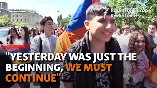 Armenian Students Join Archbishop In AntiGovernment Protests In Yerevan [upl. by Rue]