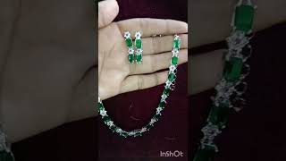 Beautiful silver amp green combination short neck set 499Only WhatsApp to Order 6281233880 [upl. by Kakalina]