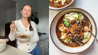 Mushroom Bourguignon vegan  a deeply savory red wine stew recipe for fall and winter comfort [upl. by Ennaed]