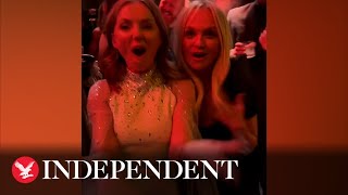 Geri Horner Mel C Victoria Beckham and Emma Bunton reunite on dancefloor [upl. by Aikahc]