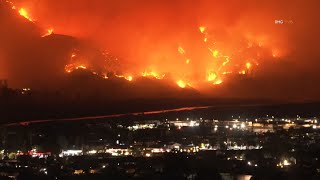 Night footage of the Mountain Fire in Ventura County CA that has destroyed at least 132 homes [upl. by Ajiak]