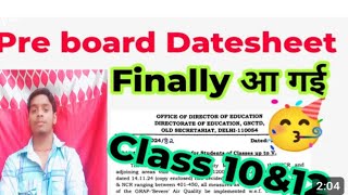 pre board date sheet  time table 2024 class12th [upl. by Haggai]