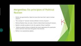 Morgenthau Six Principles of Political Realism realism state morgenthau politicalscience bhu [upl. by Enavi]