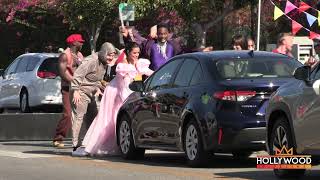 Camila Cabello amp James Corden filming Crosswalk the Musical with James Porter amp Idina Menzel [upl. by Wun9]