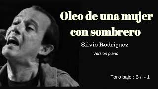 Oleo de una mujer con sombrero  Silvio Rodríguez  Karaoke Versión piano  Tono bajo  1 [upl. by Toma]