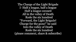 CHARGE of the LIGHT BRIGADE Poem Alfred Lord TENNYSON Lyric Word text trending read along poetry [upl. by Papagena739]