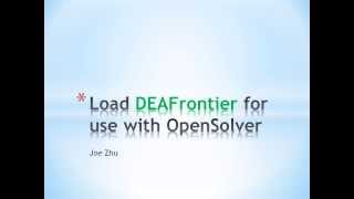 Load DEAFrontier for use with OpenSolver [upl. by Anier]