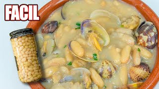 ✅Receta ALUBIAS de BOTE con ALMEJAS CONGELADAS ▶ FACIL y BUENISIMO [upl. by Ginni]