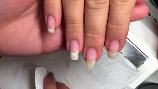 how to add acrylic to natural nail to help them grow  acrylic overlay [upl. by Attennyl]