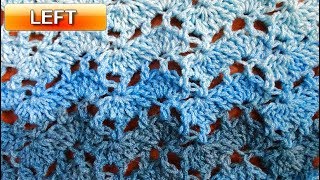 Lacy Ripple Crochet Stitch  3  Left Handed Crochet Tutorial [upl. by Willa392]