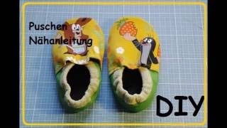 Leder Puschen für BabyKind Nähanleitung DIY Tutorial [upl. by Hamnet]