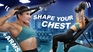 PERFECT CHEST SHOULDER amp TRICEP WORKOUT FOR WOMEN  Krissy Cela [upl. by Ahsrat]