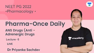 PharmaOnce Daily  ANS Drugs  L5  Pharmacology  2021 Lets crack NEET PG  Dr Priyanka Sachdev [upl. by Anitnauq]