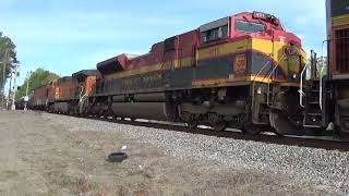 CSX B 650 05 by the SE Cherryville 4724 siding to main BNSF and KCS SD70ACe wind up [upl. by Luar]