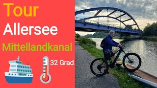 EBike Tour Mittellandkanal Allersee bei heißen 32 Grad Fischer Montis 60 i Fully [upl. by Sawyere]