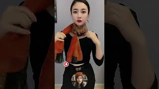 How to tie a scarf muffler for girls  Wear Necktie Headscarf styles 巾系法 style scarf shorts [upl. by Mendez]