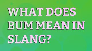 What does bum mean in slang [upl. by Gladine555]