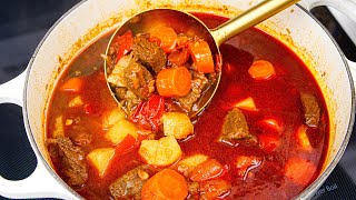 The Tastiest Beef Stew Recipe Ever Famous Hungarian Goulash Recipe Easy Beef and Potato Recipe [upl. by Wollis]